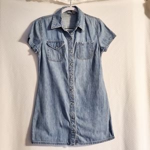 Gap Denim Dress Snap Front Short Sleeves Size 6